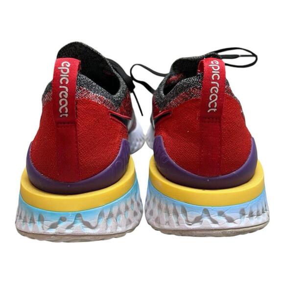 Nike Epic React Flyknit 2 Men's Size 12.5 Running Shoes Black / University Red - Picture 3 of 11